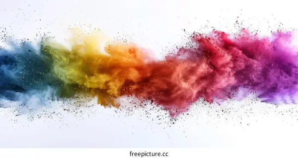 Colorful Powder Explosion on White Background