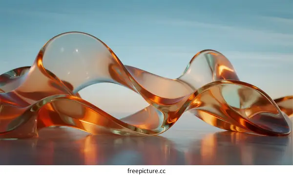 Abstract Glass Sculpture with Curved and Flowing Forms
