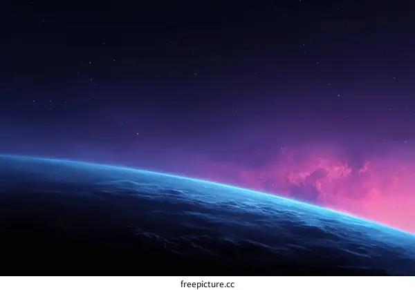 Alien Planet Horizon with Colorful Atmosphere