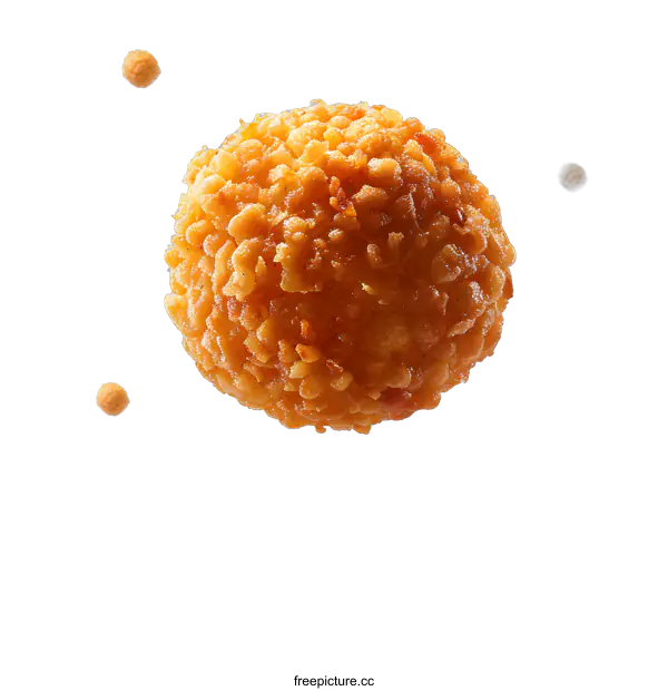 [Transparent Background PNG]Golden Fried Crispy Food Sphere  on White Background