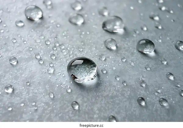 Water Droplets on a Grey Surface