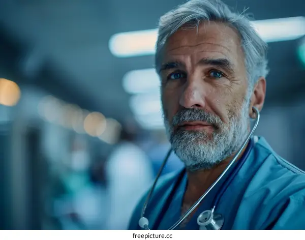 Portrait of a Confident Senior Male Doctor in a Hospital