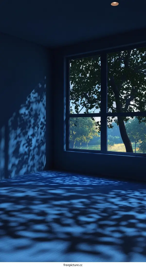 Interior Room with Window Shadows at Dusk