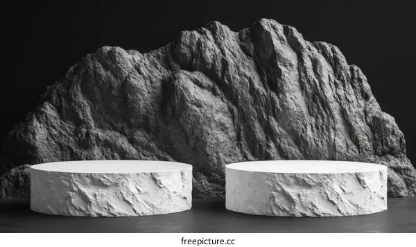 Modern Minimalist White Stone Product Display with Mountains