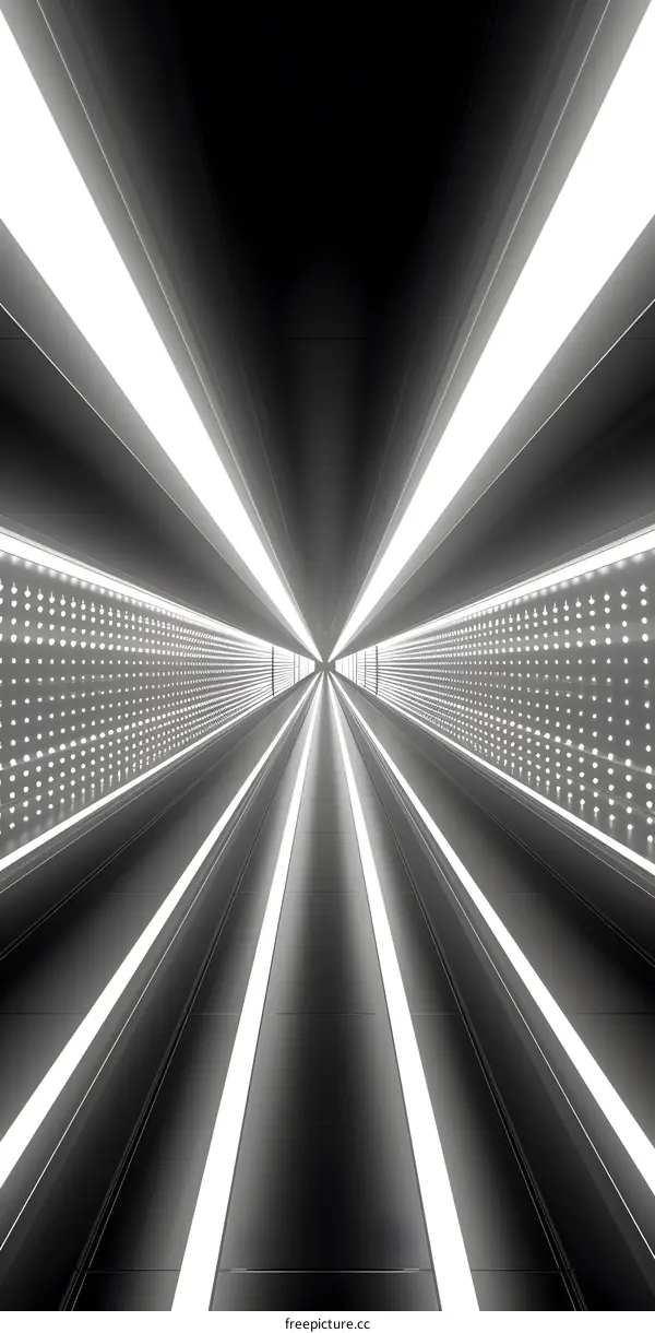Futuristic Tunnel With Bright Lights