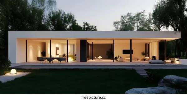 Modern Minimalist House with Large Glass Windows
