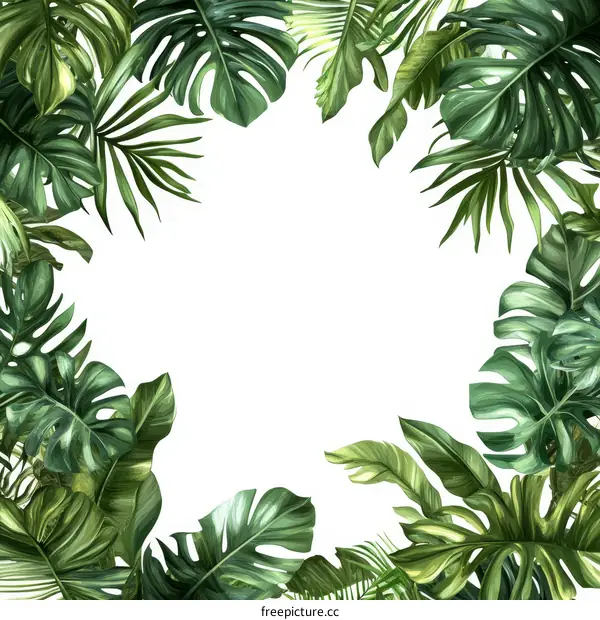 Tropical Leaf Border Illustration Design