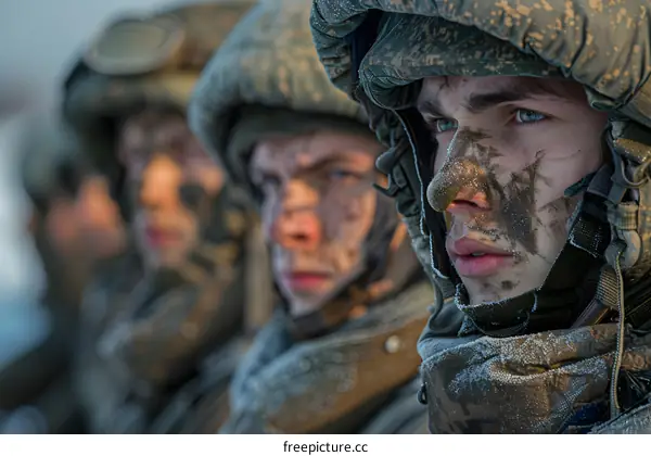 Russian soldiers in the field