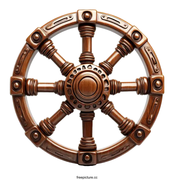 [Transparent Background PNG]Ornate Wooden Wheel Design Illustration