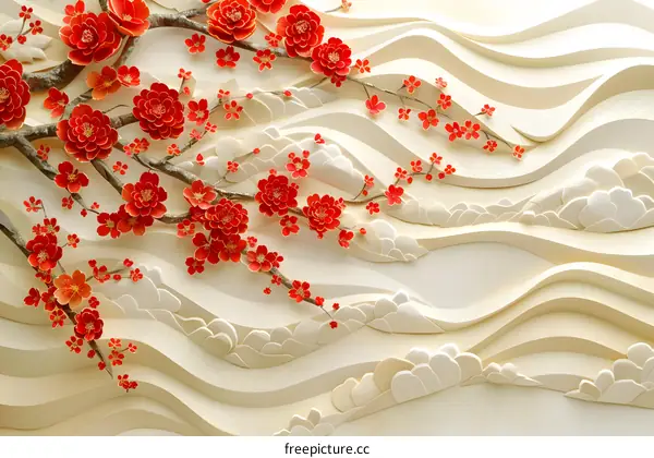 red flowers and white background