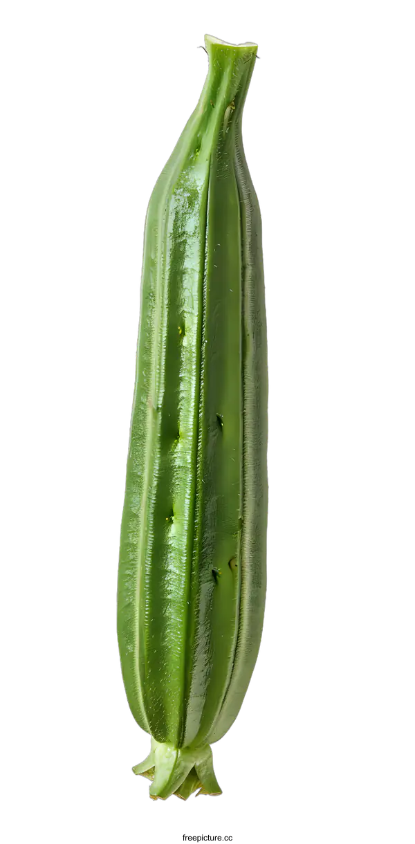 [Transparent Background PNG]Green Okra Vegetable Isolated on White Background