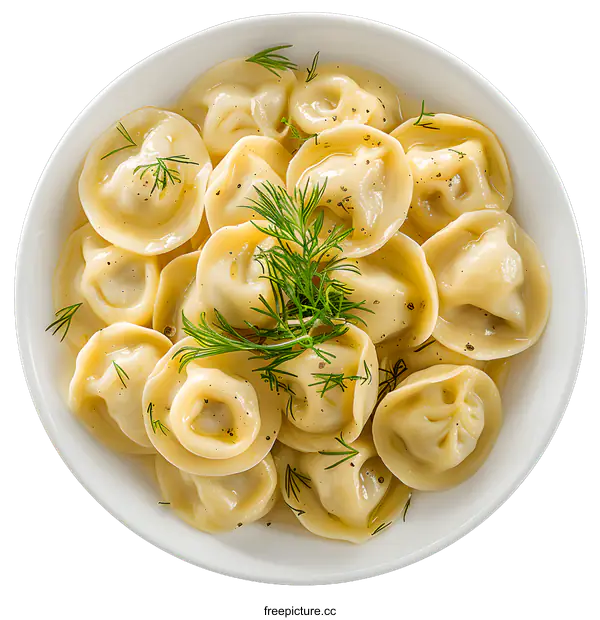 [Transparent Background PNG]Dumplings with dill and pepper in a bowl