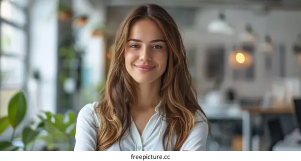 Portrait of a young businesswoman smiling in an office