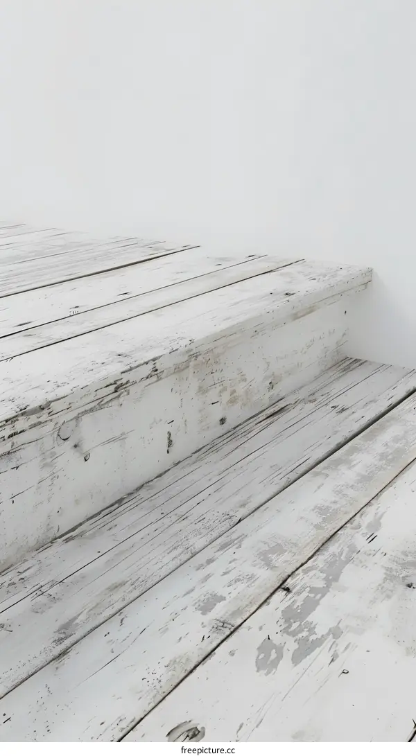 White Washed Wood Steps Background