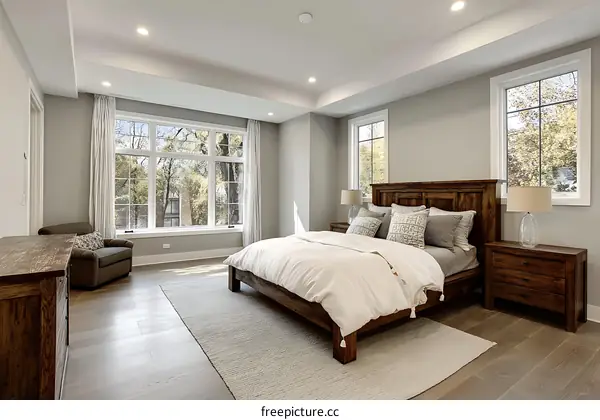 Modern Master Bedroom with Large Windows