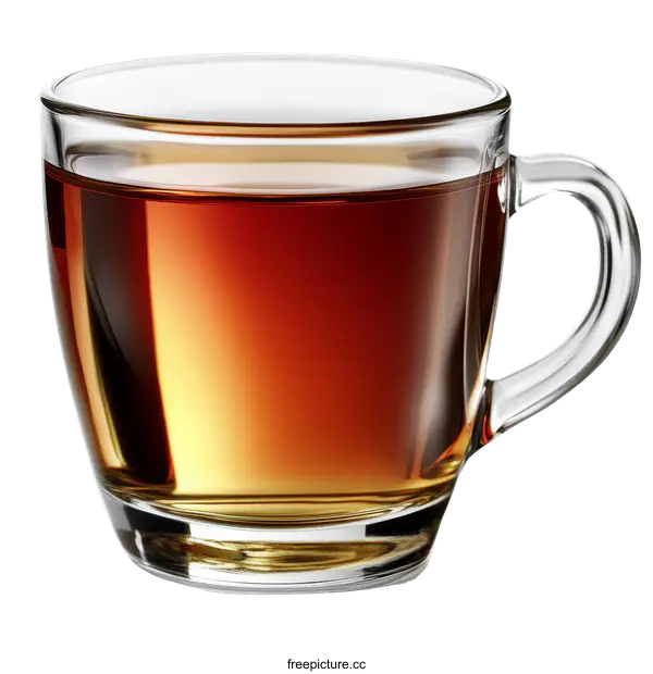 [Transparent Background PNG]Clear Glass Tea Cup Filled with Brewed Tea