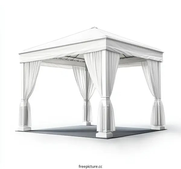 Modern White Gazebo with Elegant Curtains