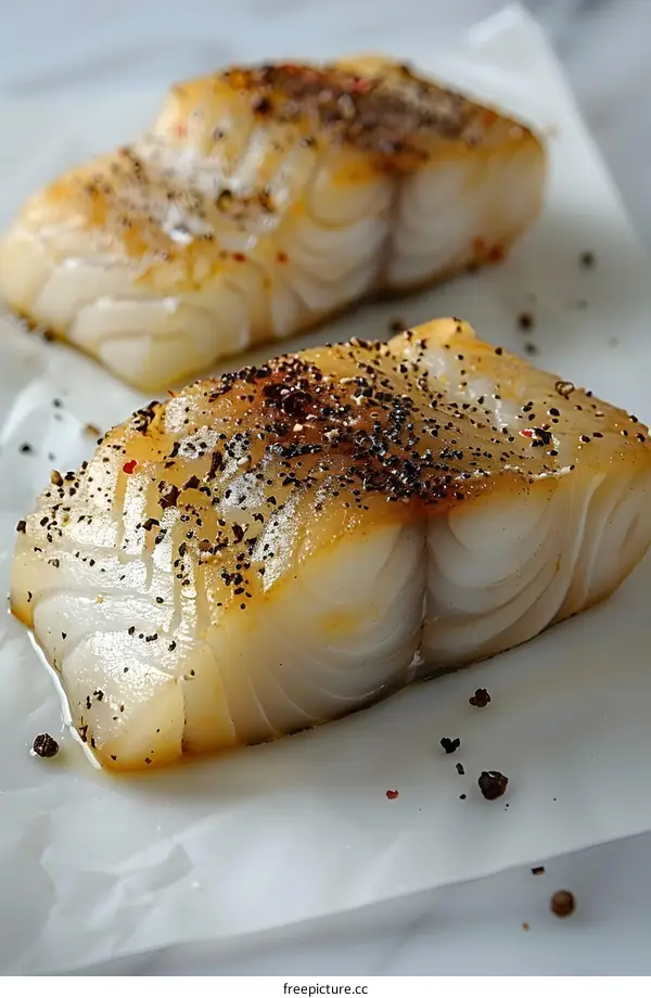 Two pieces of fish fillet with pepper