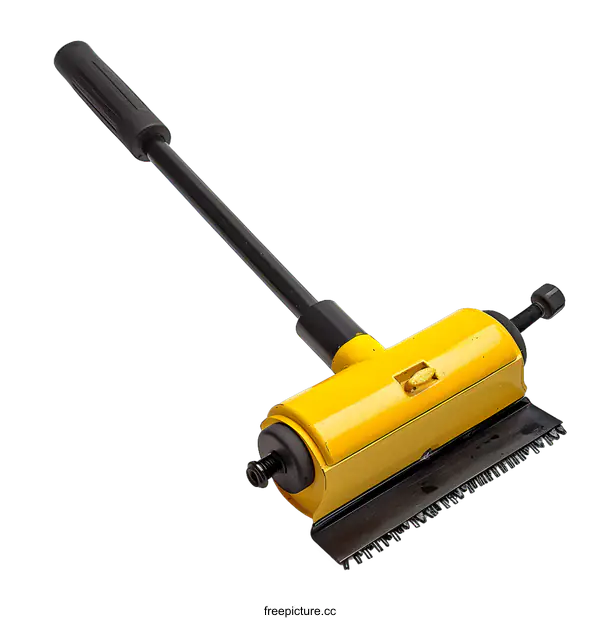 [Transparent Background PNG]Yellow Hand Tool with Black Handle on White Background