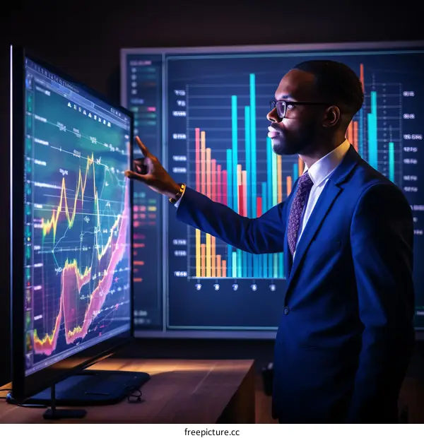 African American Businessman Analyzing Financial Data