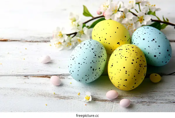 Easter Eggs Arrangement on Wooden Background