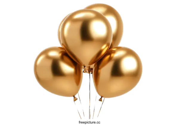 [Transparent Background PNG]Golden Balloons Festive Decoration