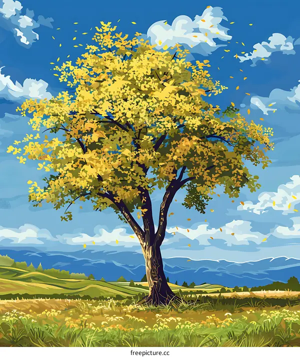 Autumn Landscape with a Single Tree