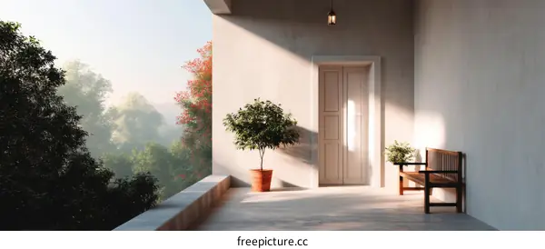 Peaceful Balcony with Morning Sunlight