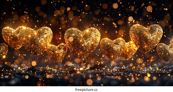 Golden Glitter Hearts