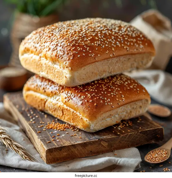 Homemade Sesame Bread Sprinkled with Sesame Seeds