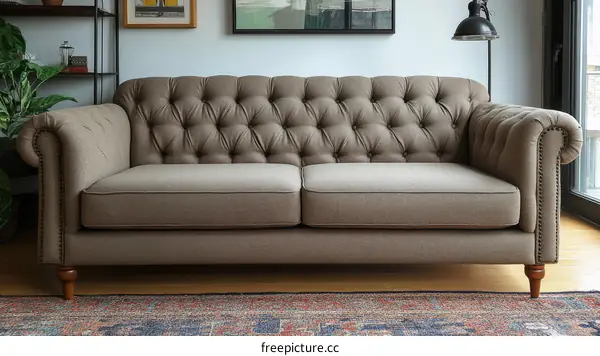 Classic Chesterfield Sofa in a Modern Living Room