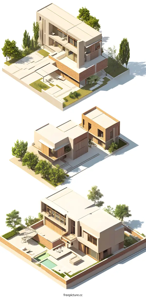 Modern House Design 3D Isometric View