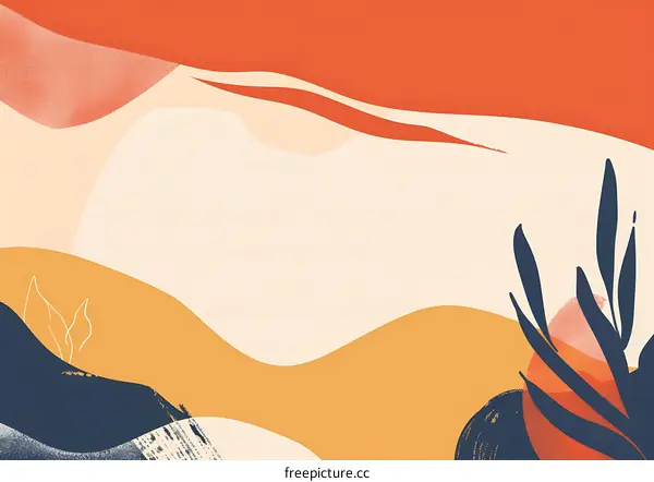 Abstract Orange and Yellow Background with Floral Design