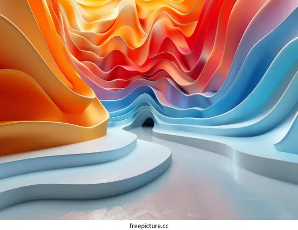 Abstract Colorful Wave Forms Architecture