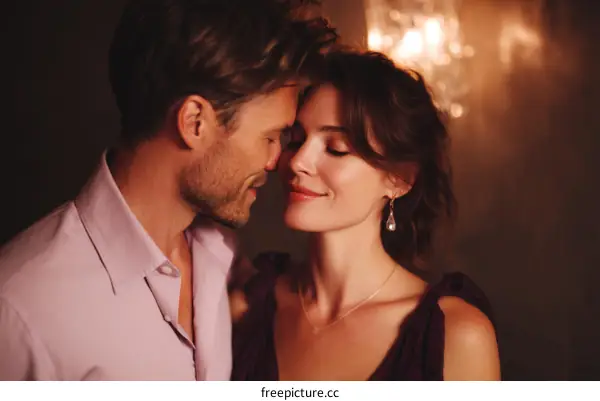 Couple Close Up Romantic Embrace