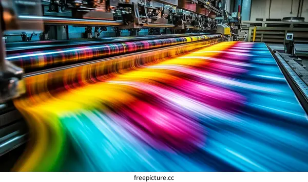 Colorful Printing Machine in Action