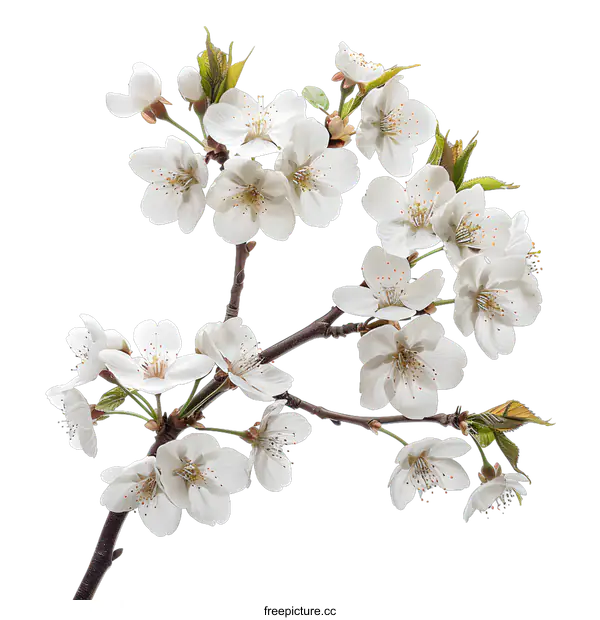 [Transparent Background PNG]Cherry blossom branch isolated on white background