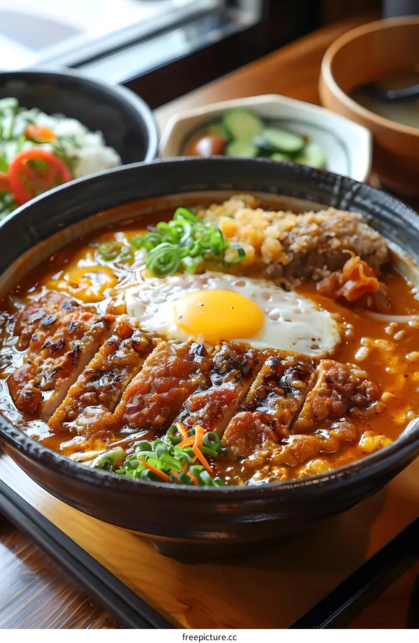 Japanese Curry Rice with Fried Chicken and Egg