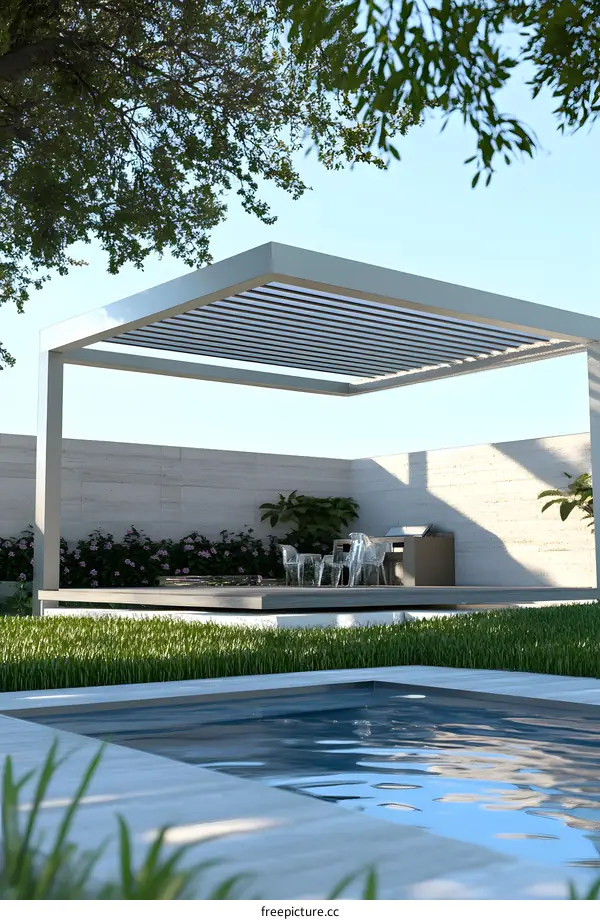 Modern Pergola Design for Backyard Pool
