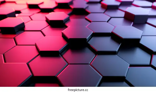 Black and red glowing hexagons background
