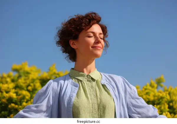 Woman Outdoors with Relaxed Expression