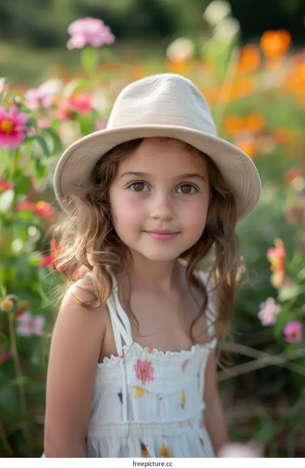 Little Girl in Field of Flowers