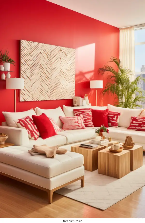red living room interior design