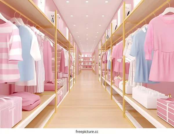 Pink and Gold Clothing Store Interior Design