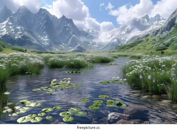 Alpine Tundra Landscape with Pond