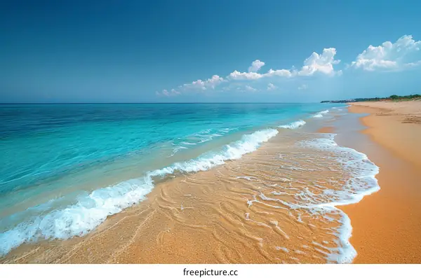 Amazing beach landscape with turquoise sea water and sandy beach