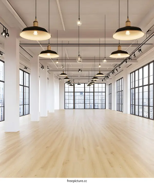 Modern Industrial Loft Interior Design with Large Windows and Exposed Ceiling