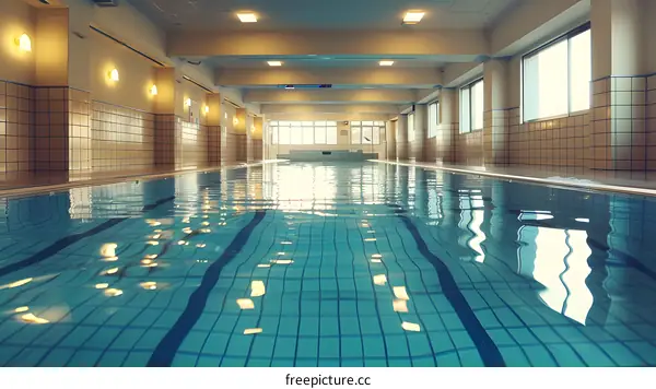 Indoor Swimming Pool with Clear Blue Water