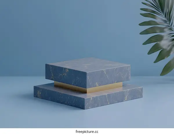 Blue Marble Product Display Stand With Gold Trim