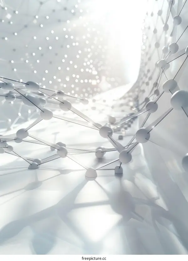 3D illustration of a network of interconnected nodes and links.